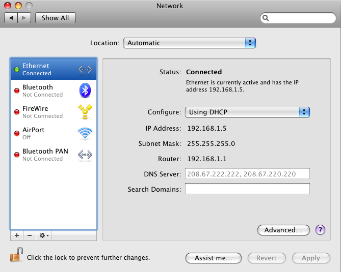 Network Preferences w/ ethernet working